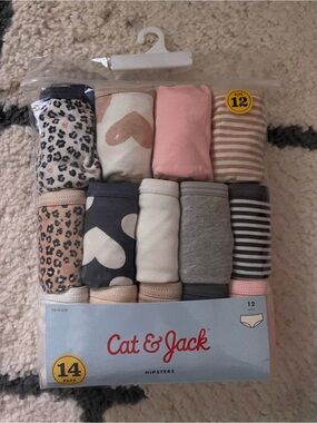 Cat & Jack Girls 14pk Multi-Pattern Hipster Underwear Size 12
